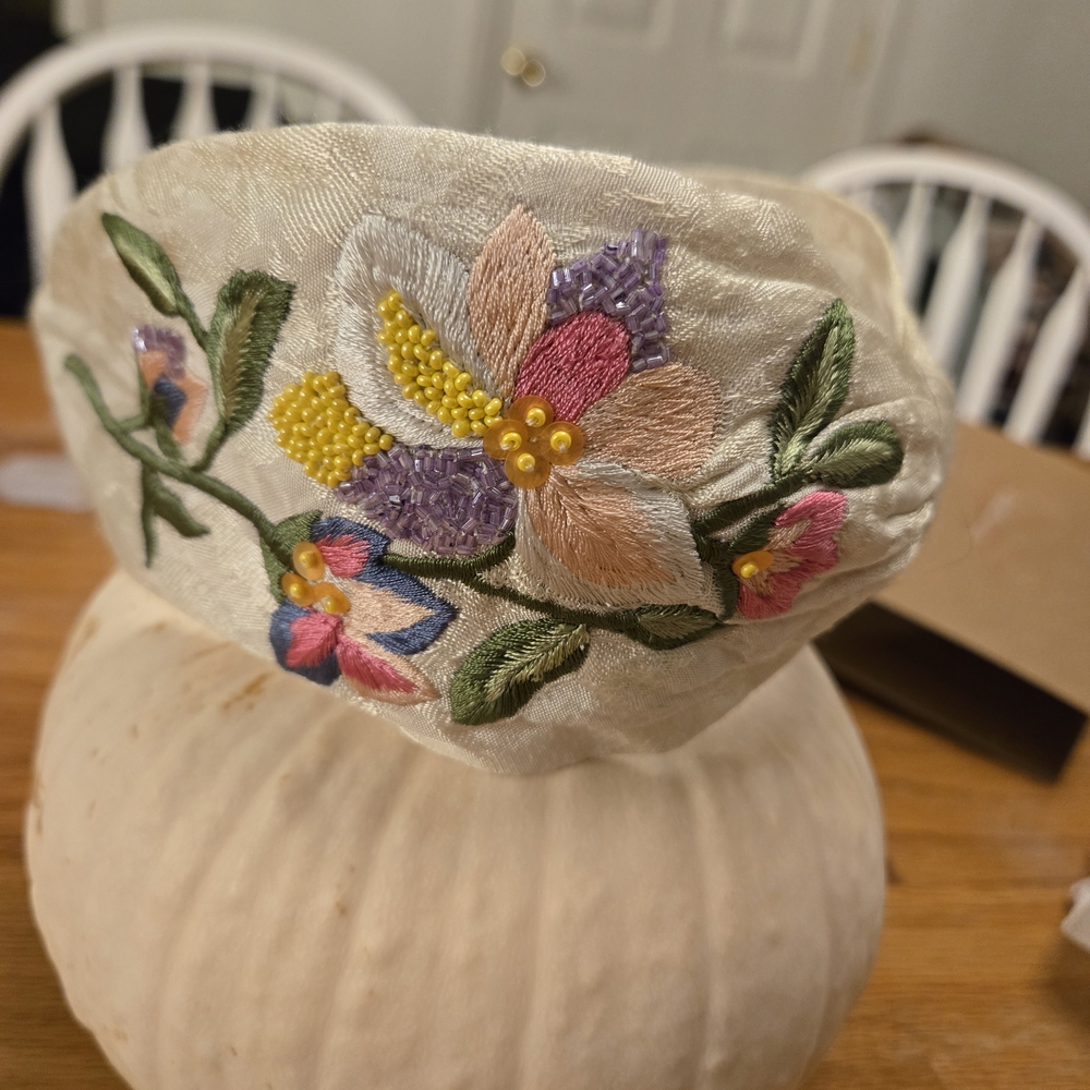 Namjosh LIKE NEW Floral Embroidered Headband - White, Pink, Yellow, Green